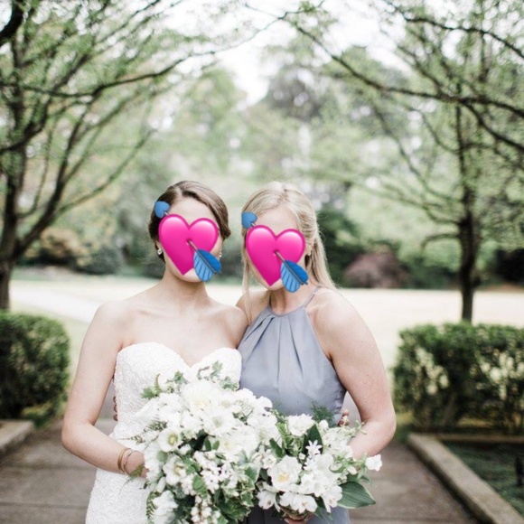 Dove and Dahlia Long, Slate Grey Bridesmaid Dress - Picture 3 of 5
